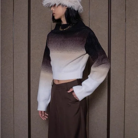 multi-wear gradient one-shoulder sweater